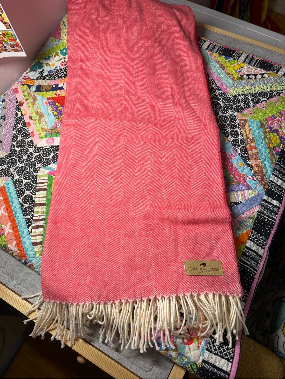 Land’s Down Under Italian Herringbone Coral Throw